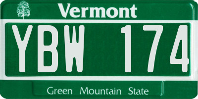 VT license plate YBW174