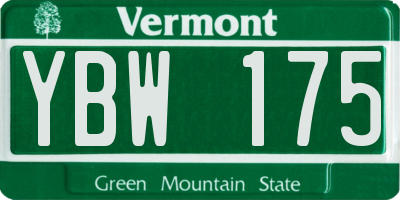 VT license plate YBW175