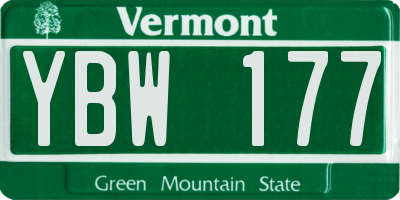 VT license plate YBW177