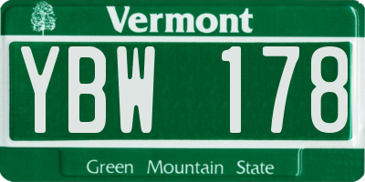 VT license plate YBW178