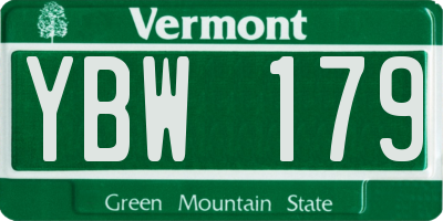 VT license plate YBW179