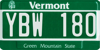 VT license plate YBW180