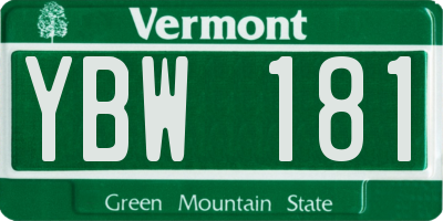 VT license plate YBW181