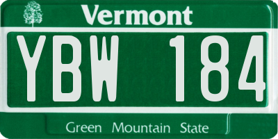 VT license plate YBW184