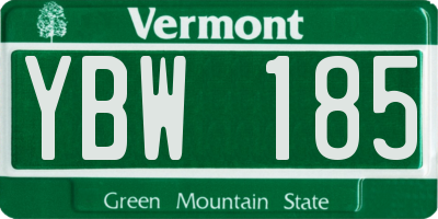 VT license plate YBW185