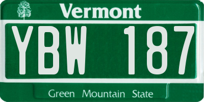 VT license plate YBW187