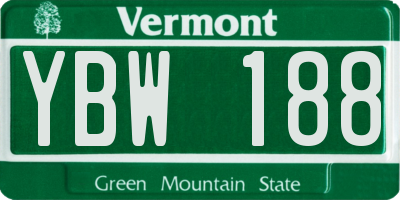 VT license plate YBW188