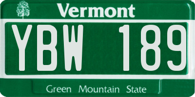 VT license plate YBW189