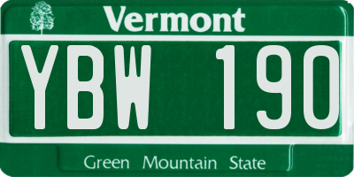 VT license plate YBW190