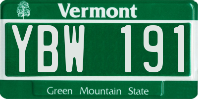 VT license plate YBW191