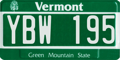 VT license plate YBW195