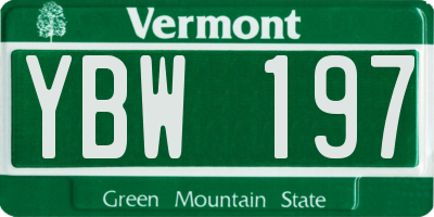 VT license plate YBW197