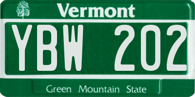 VT license plate YBW202
