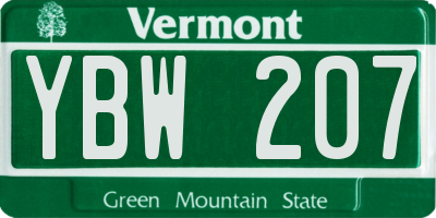VT license plate YBW207