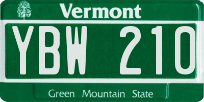 VT license plate YBW210