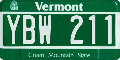 VT license plate YBW211