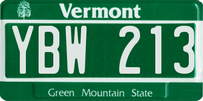 VT license plate YBW213