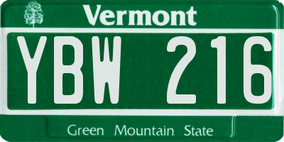 VT license plate YBW216
