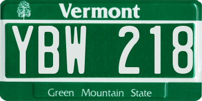 VT license plate YBW218