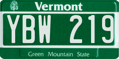 VT license plate YBW219