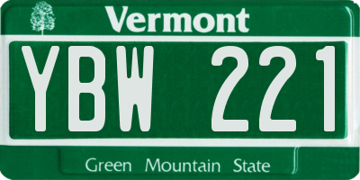 VT license plate YBW221