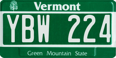 VT license plate YBW224