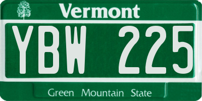 VT license plate YBW225