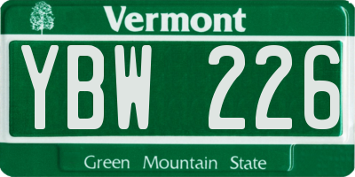 VT license plate YBW226