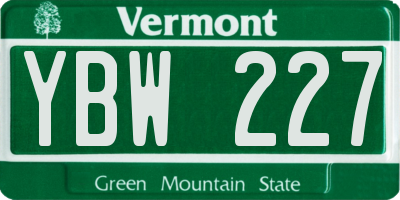 VT license plate YBW227