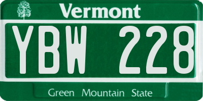 VT license plate YBW228