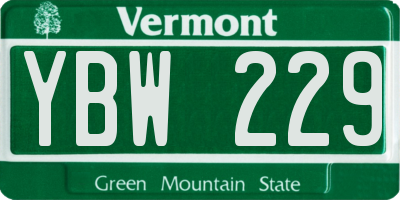 VT license plate YBW229