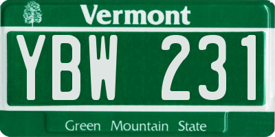 VT license plate YBW231
