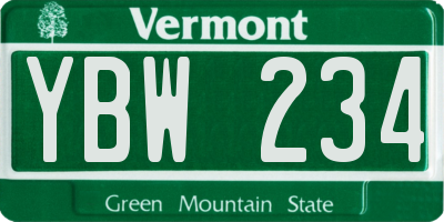 VT license plate YBW234