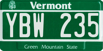 VT license plate YBW235