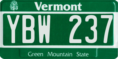 VT license plate YBW237