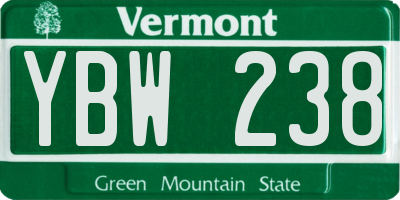 VT license plate YBW238
