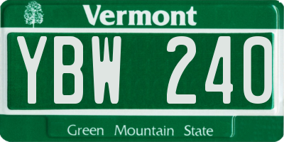 VT license plate YBW240