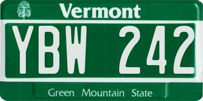 VT license plate YBW242