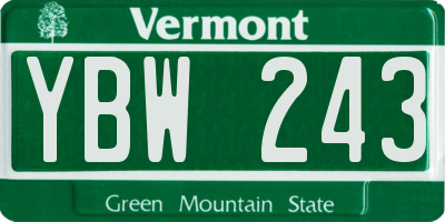 VT license plate YBW243