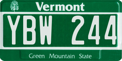 VT license plate YBW244