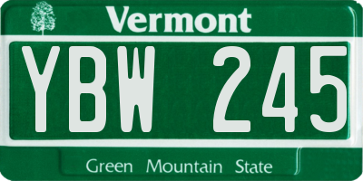 VT license plate YBW245
