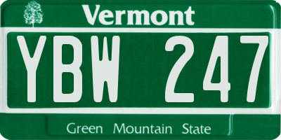 VT license plate YBW247