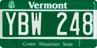 VT license plate YBW248