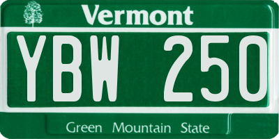 VT license plate YBW250