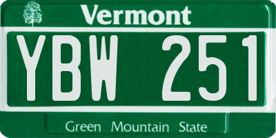 VT license plate YBW251