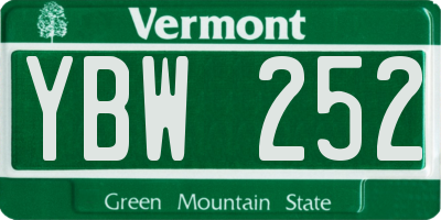 VT license plate YBW252