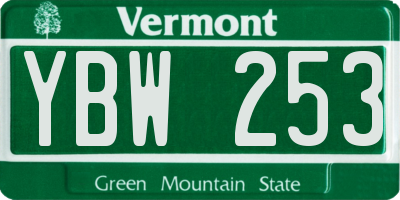 VT license plate YBW253