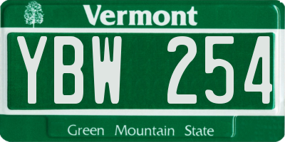 VT license plate YBW254