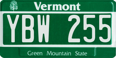 VT license plate YBW255