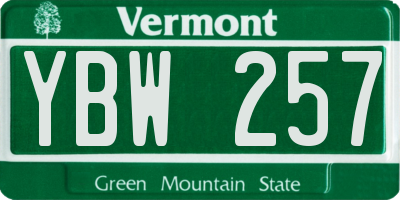 VT license plate YBW257